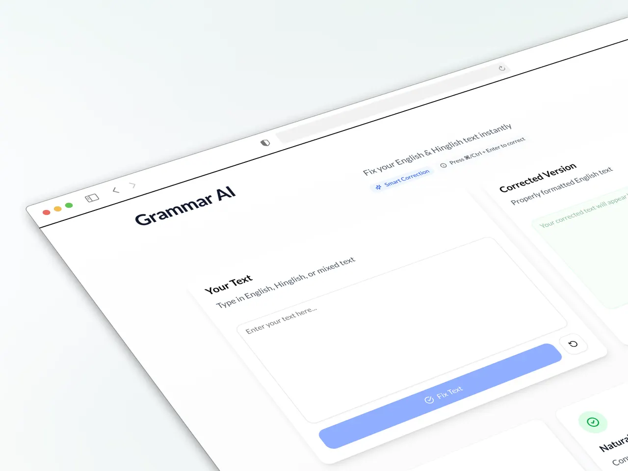 Grammar AI: English + Hinglish grammar fix